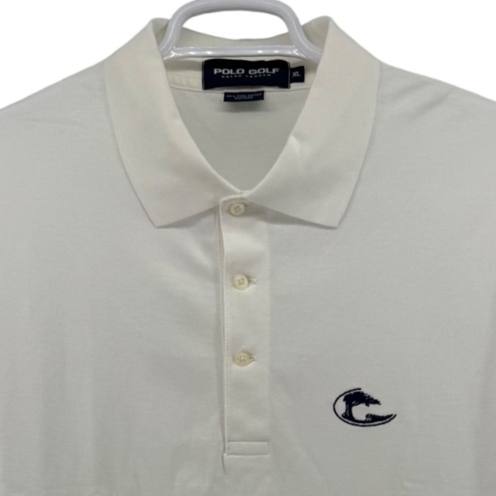 Polo Golf Ralph Lauren Mens XL White Pima Cotton Polo Ocean Forest Member Logo